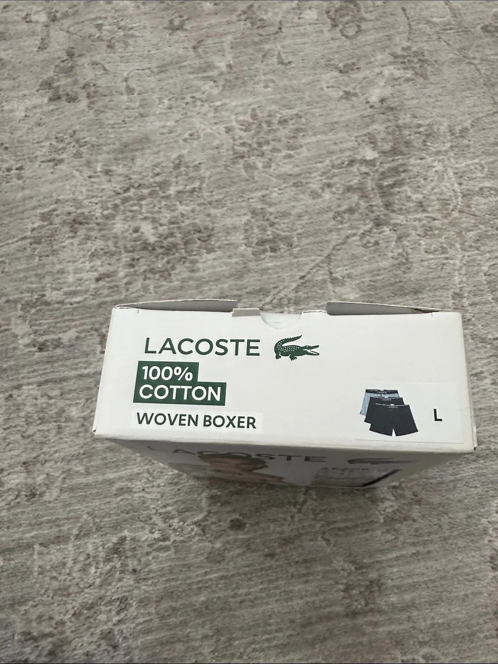 Lacoste Men's Large  3 pack of 100% Cotton Woven Boxers. Blue Shades. NWT’s.